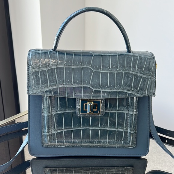 Krenoir Kandie Medium Bag in Arctic Shine Handbag Purse Crossbody Alligator - Picture 6 of 14